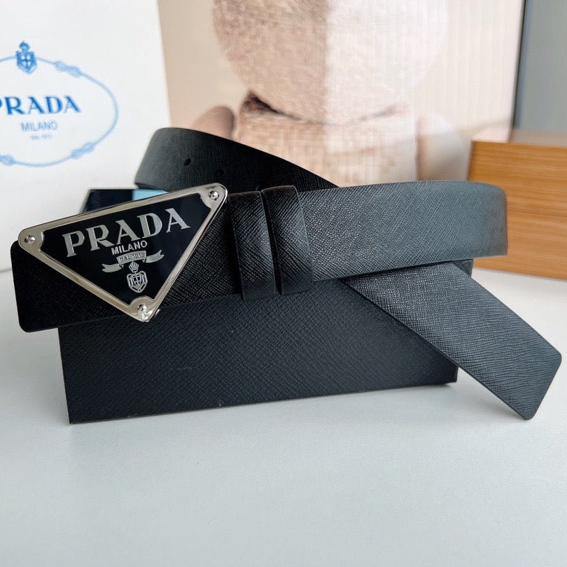 PRADA Black Triangle Logo Belt