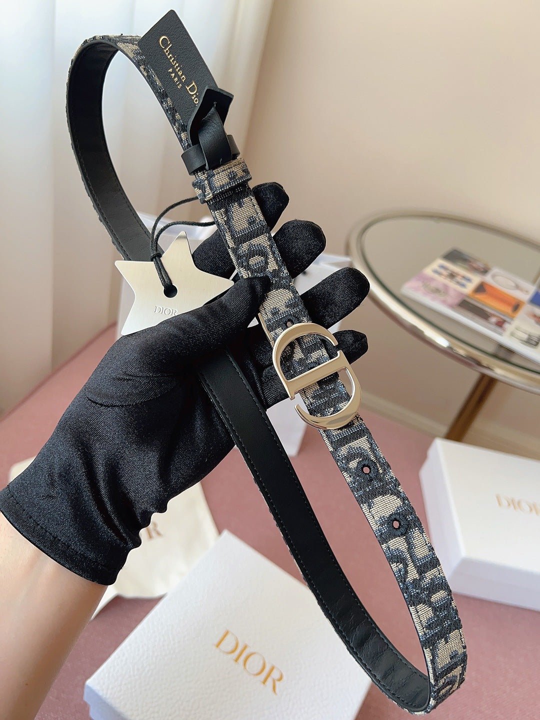 Dior Oblique Jacquard Silver CD Logo Belt - Image 3