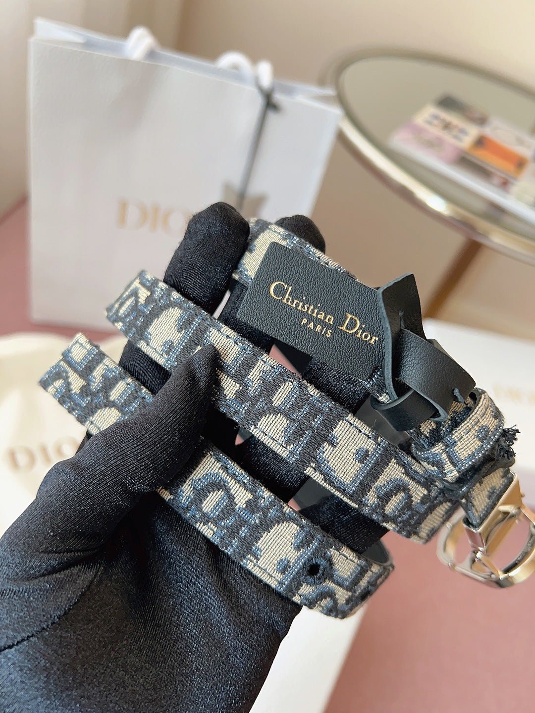 Dior Oblique Jacquard Silver CD Logo Belt - Image 4