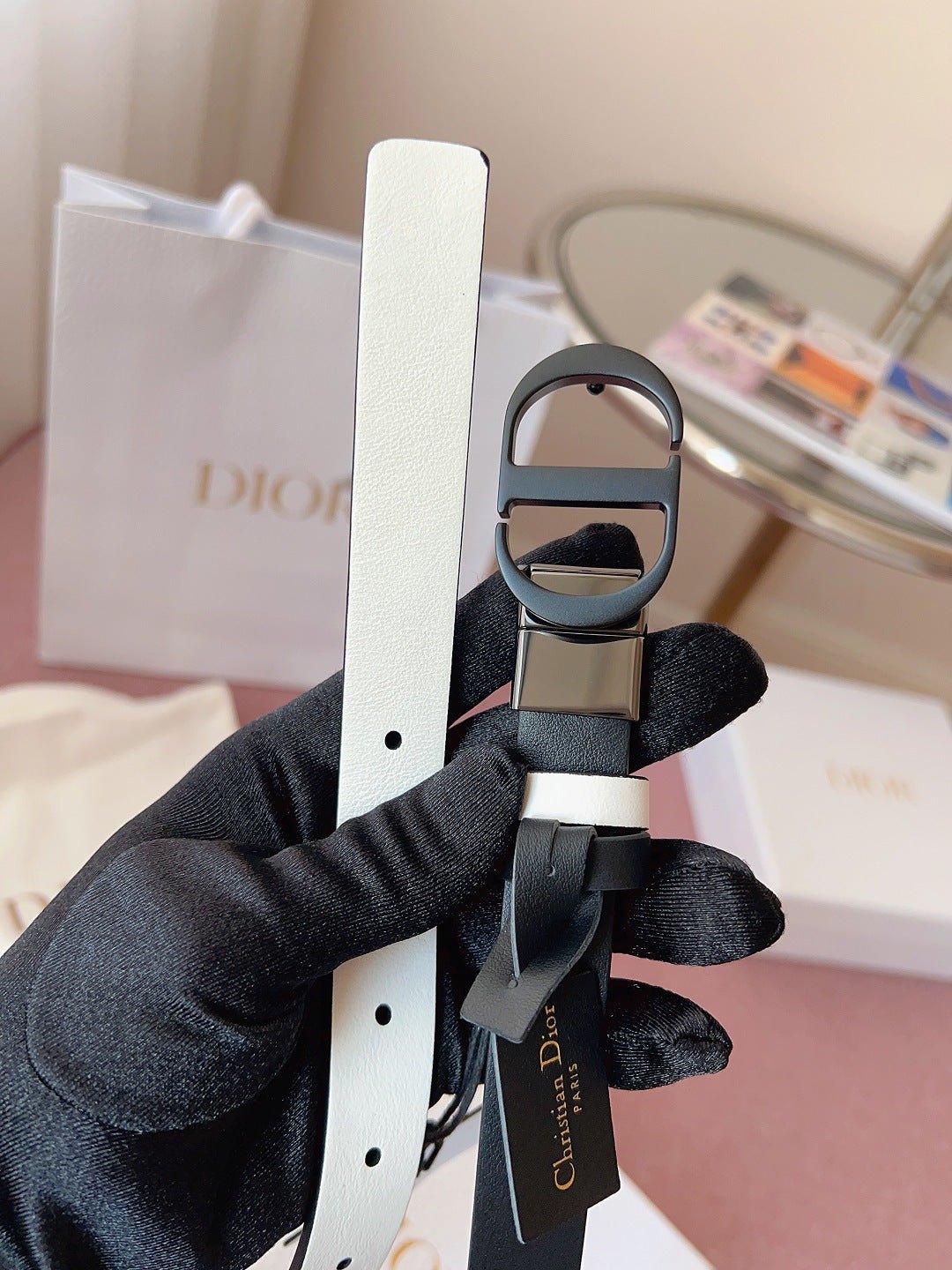 Alternative view of Dior Black Leather Matte Black CD Belt