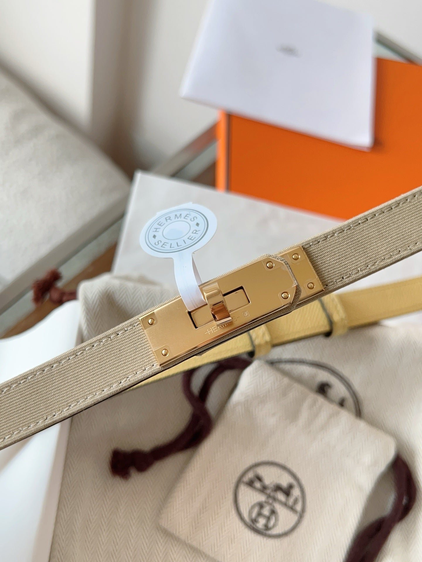 HERMES Beige Kelly Strap - Image 7