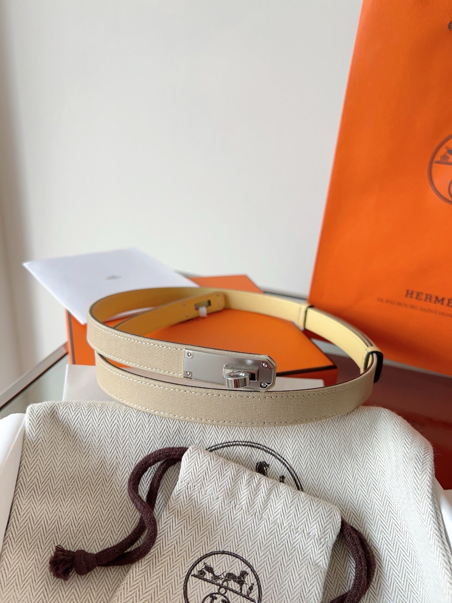 HERMES Silver Kelly Waist Strap - Image 8