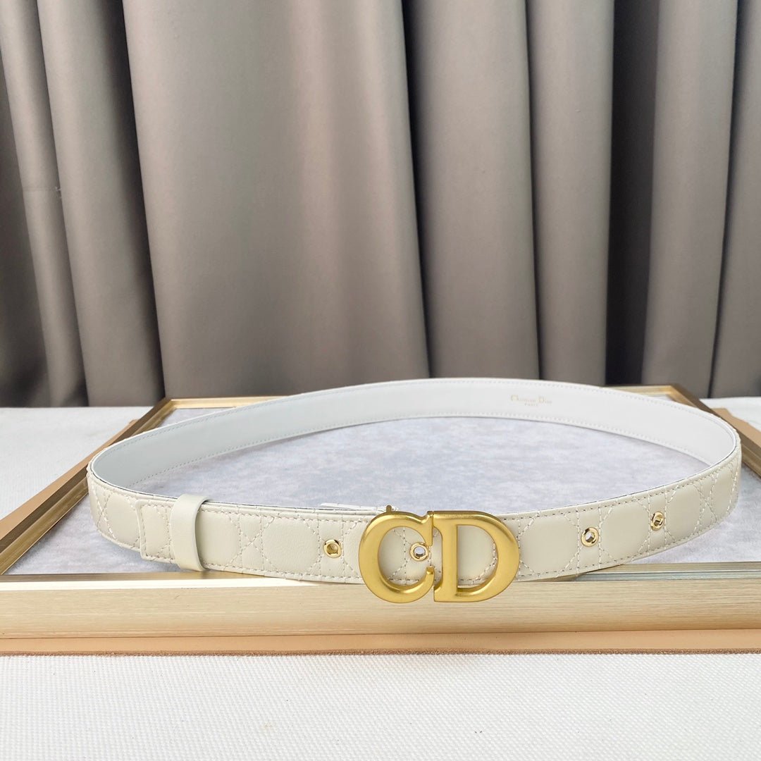 Dior Ivory Quilted Leather CD Belt