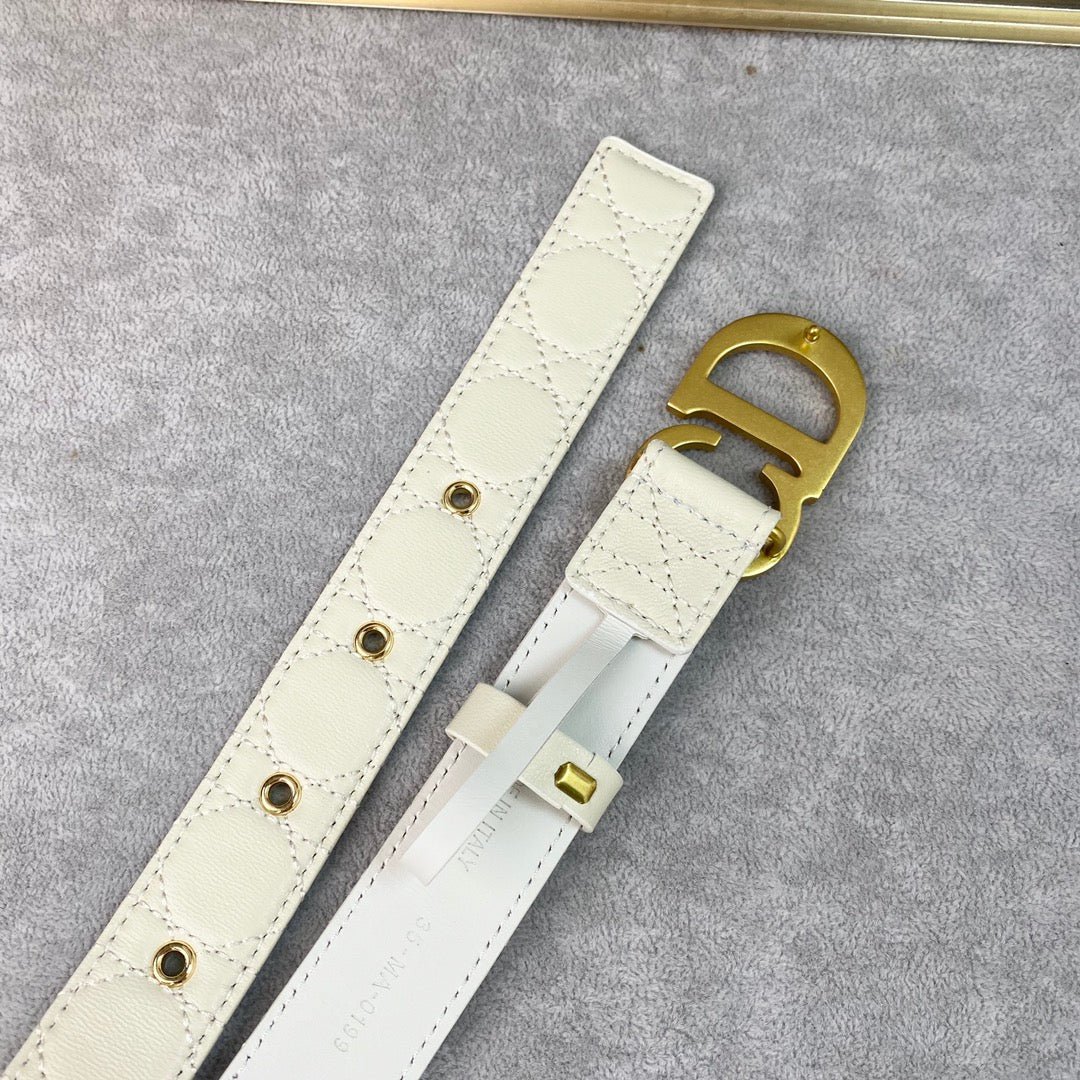 Dior Ivory Quilted Leather CD Belt - Image 6