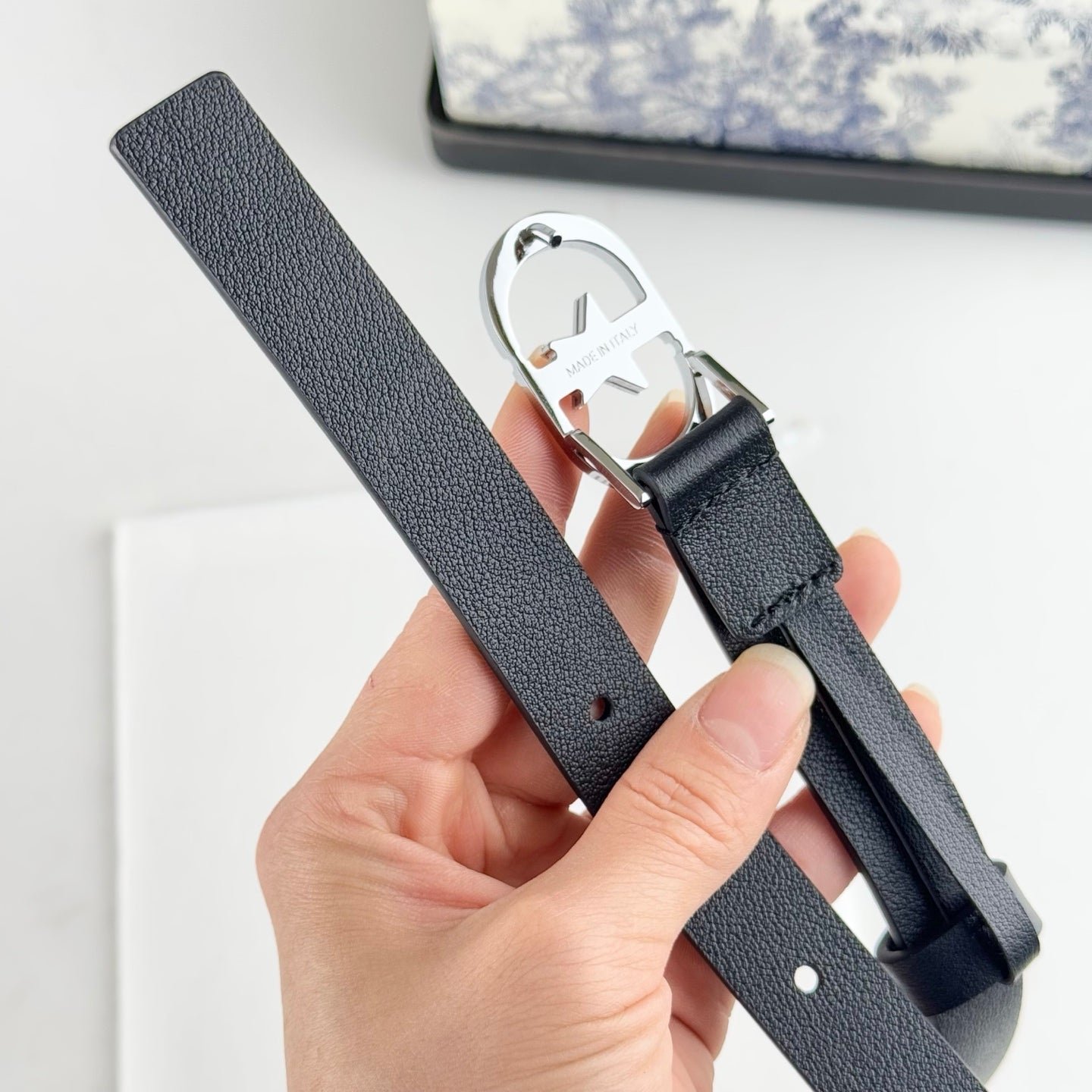 Dior Black Leather Star Belt - Image 4