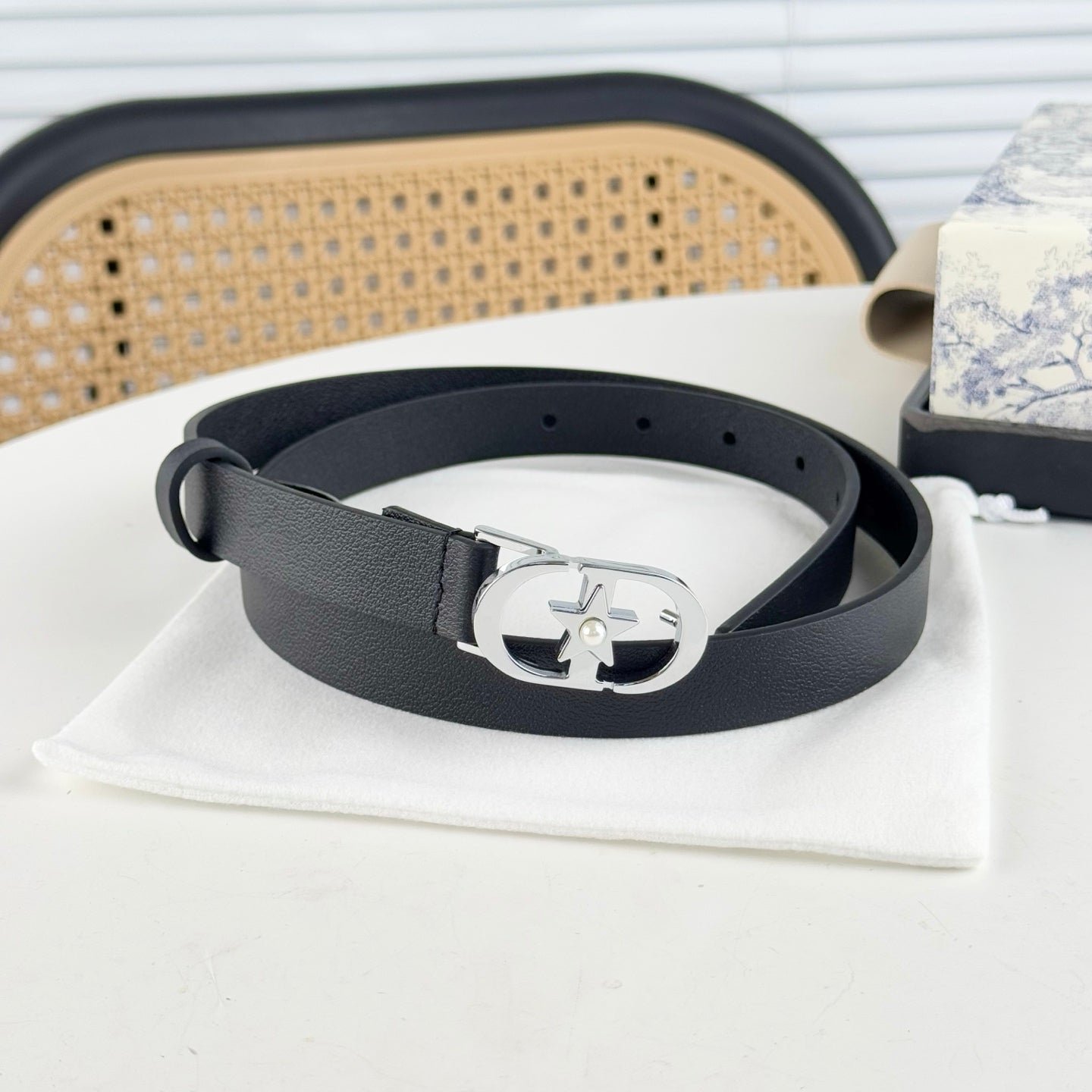 Dior Black Leather Star Belt - Image 6