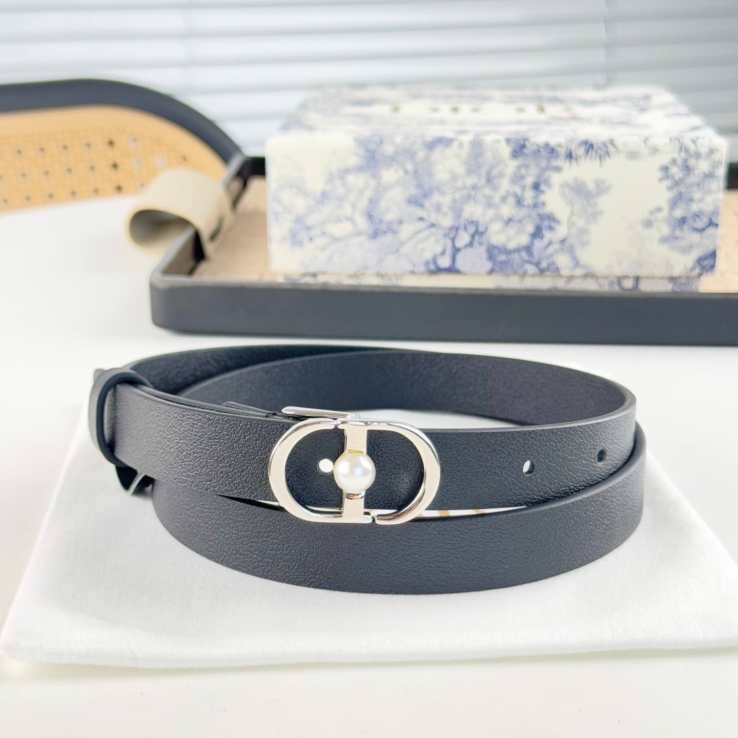 Alternative view of Dior Black Leather Pearl Belt