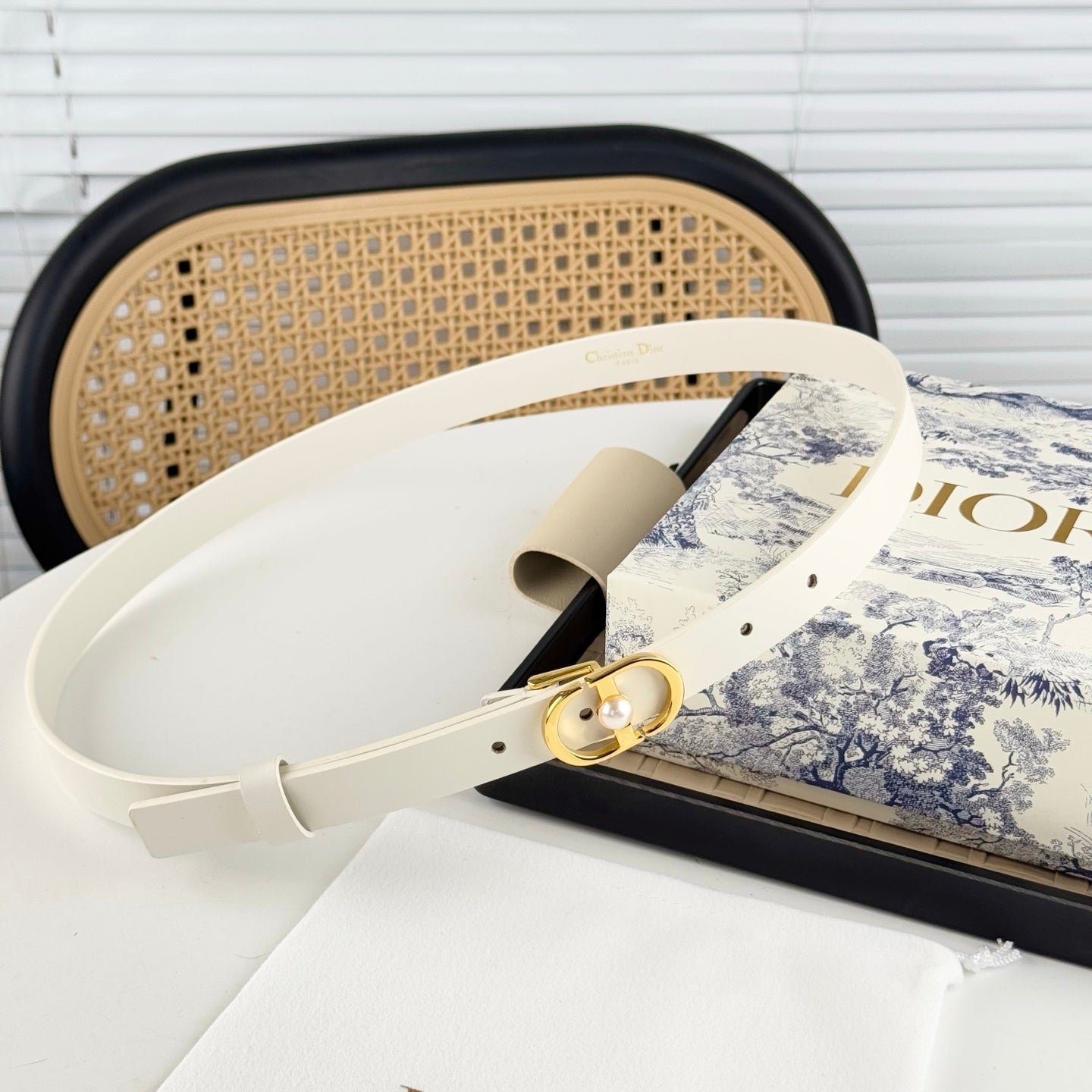 Dior White Pearl Belt