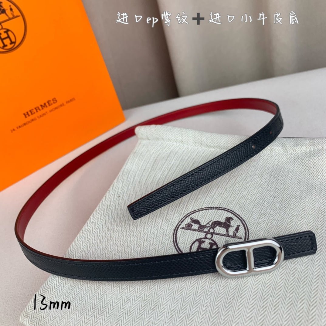 Alternative view of HM MAILLON H BELT BUCKLE & REVERSIBLE BLACK LEATHER STRAP 13 MM SILVER HARDWARE