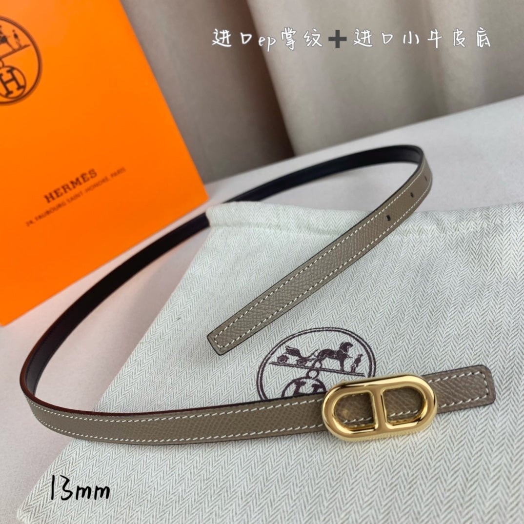 Alternative view of HM MAILLON H BELT BUCKLE & REVERSIBLE COFFEE BROWN LEATHER STRAP 13 MM GOLD HARDWARE