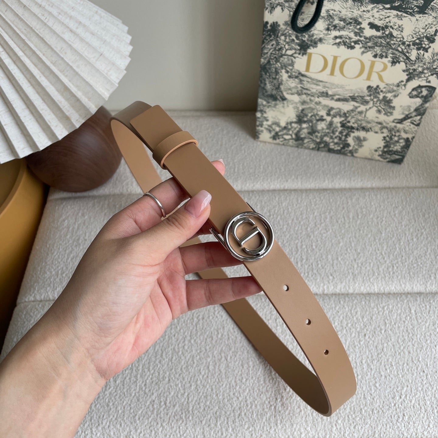Dior Camel Leather Silver CD Belt - Image 3