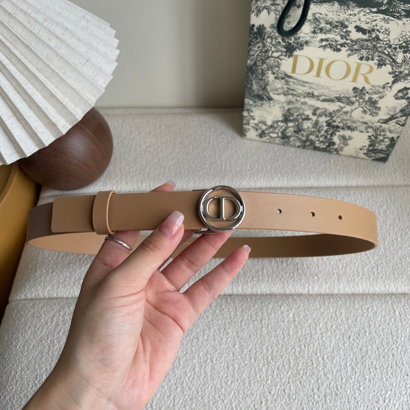 Dior Camel Leather Silver CD Belt - Image 4