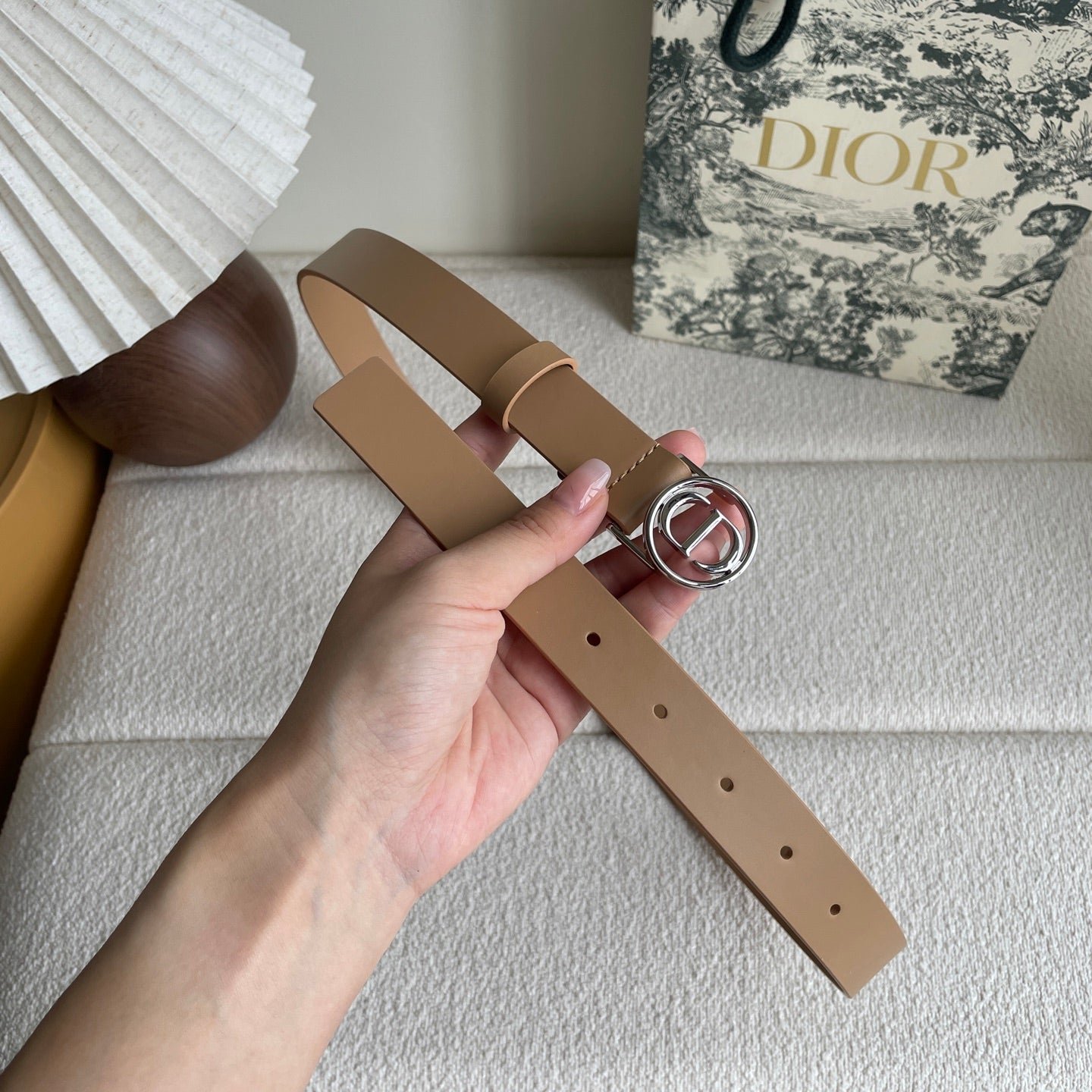 Dior Camel Leather Silver CD Belt - Image 5