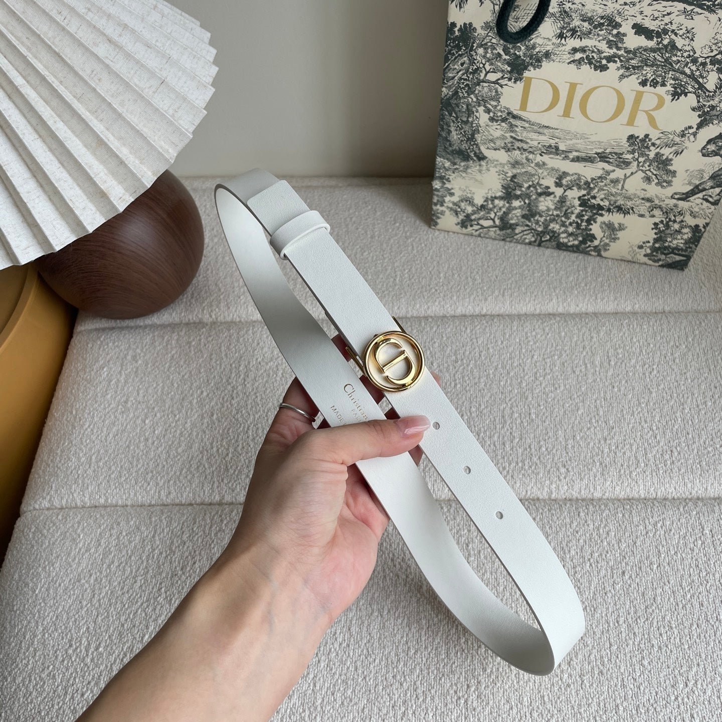 Alternative view of Dior White Leather Gold CD Belt