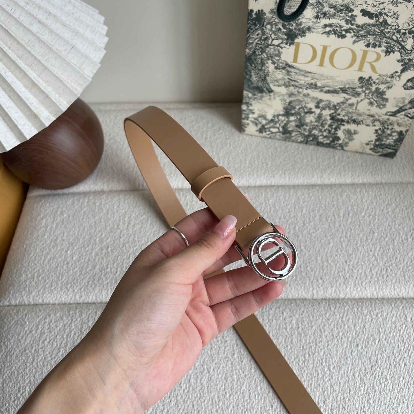 Dior Camel Leather Silver CD Belt - Image 6