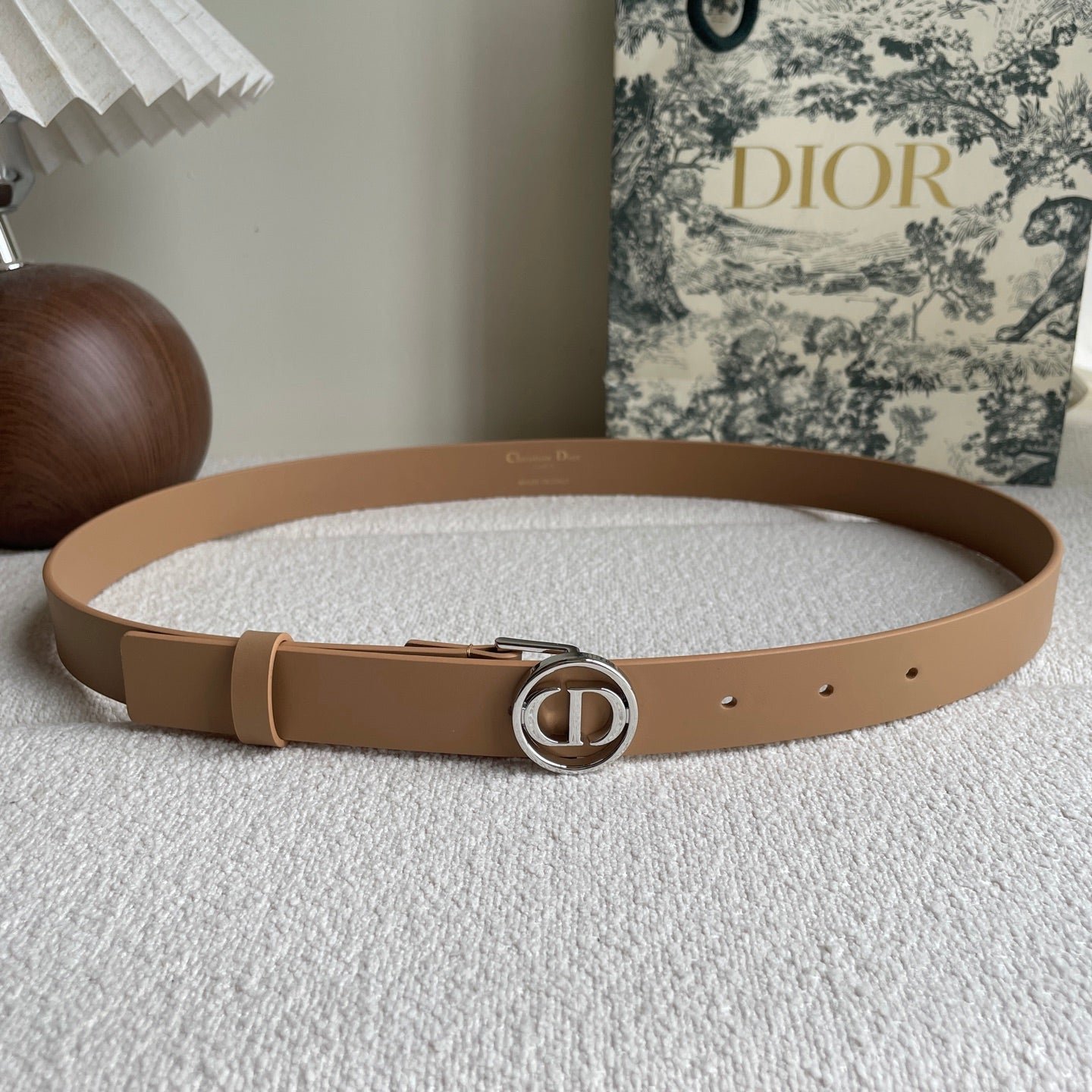 Dior Camel Leather Silver CD Belt