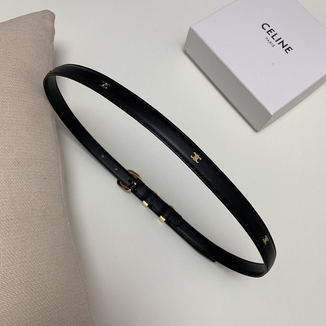 CELINE Black Smooth Gold Belt - Image 4