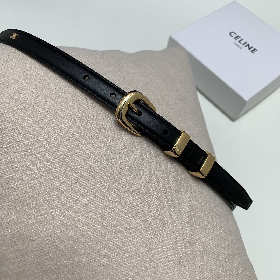 Alternative view of CELINE Black Smooth Gold Belt