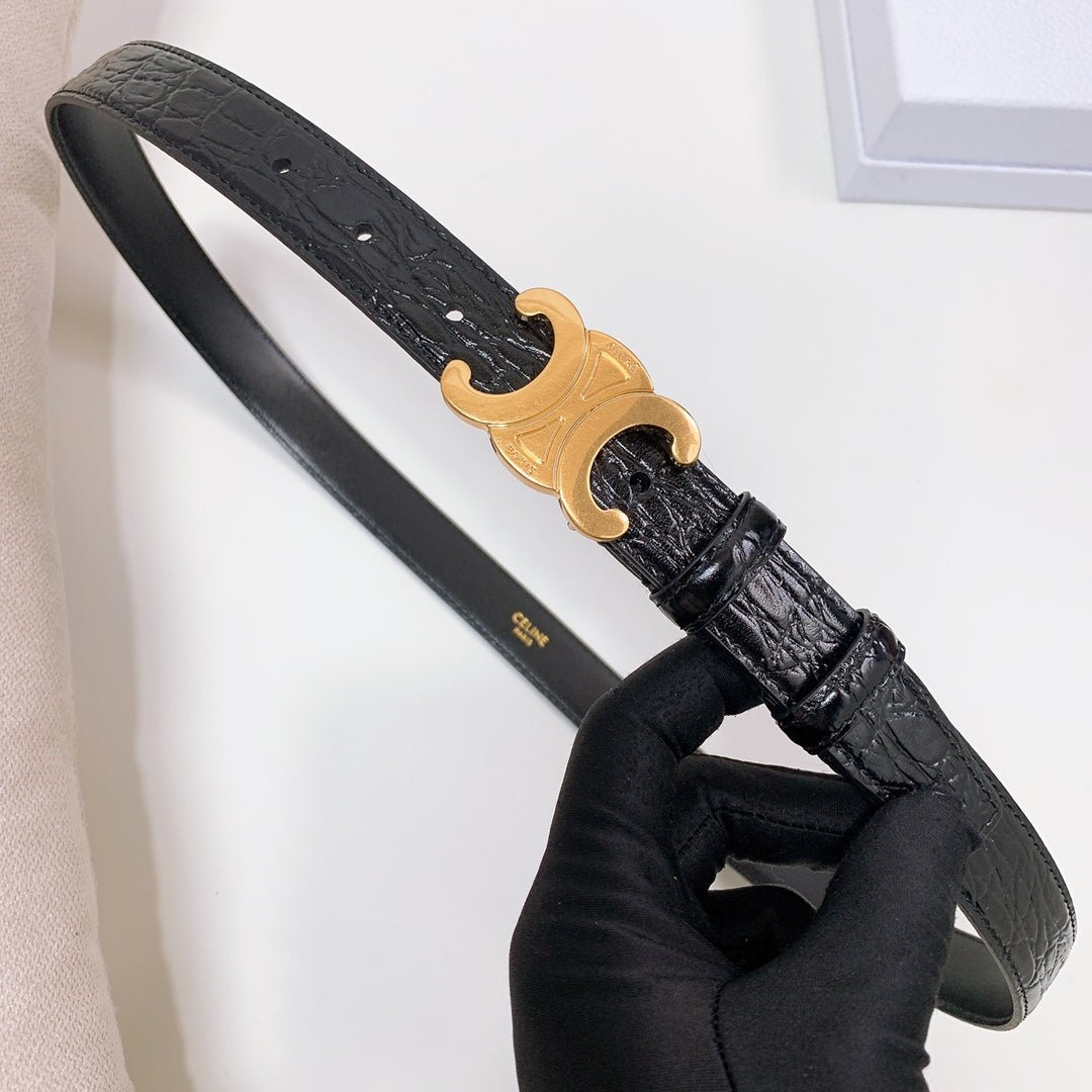 Alternative view of CELINE Black Gold Triomphe Belt
