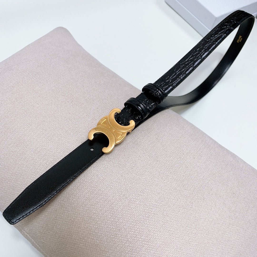CELINE Black Gold Triomphe Belt