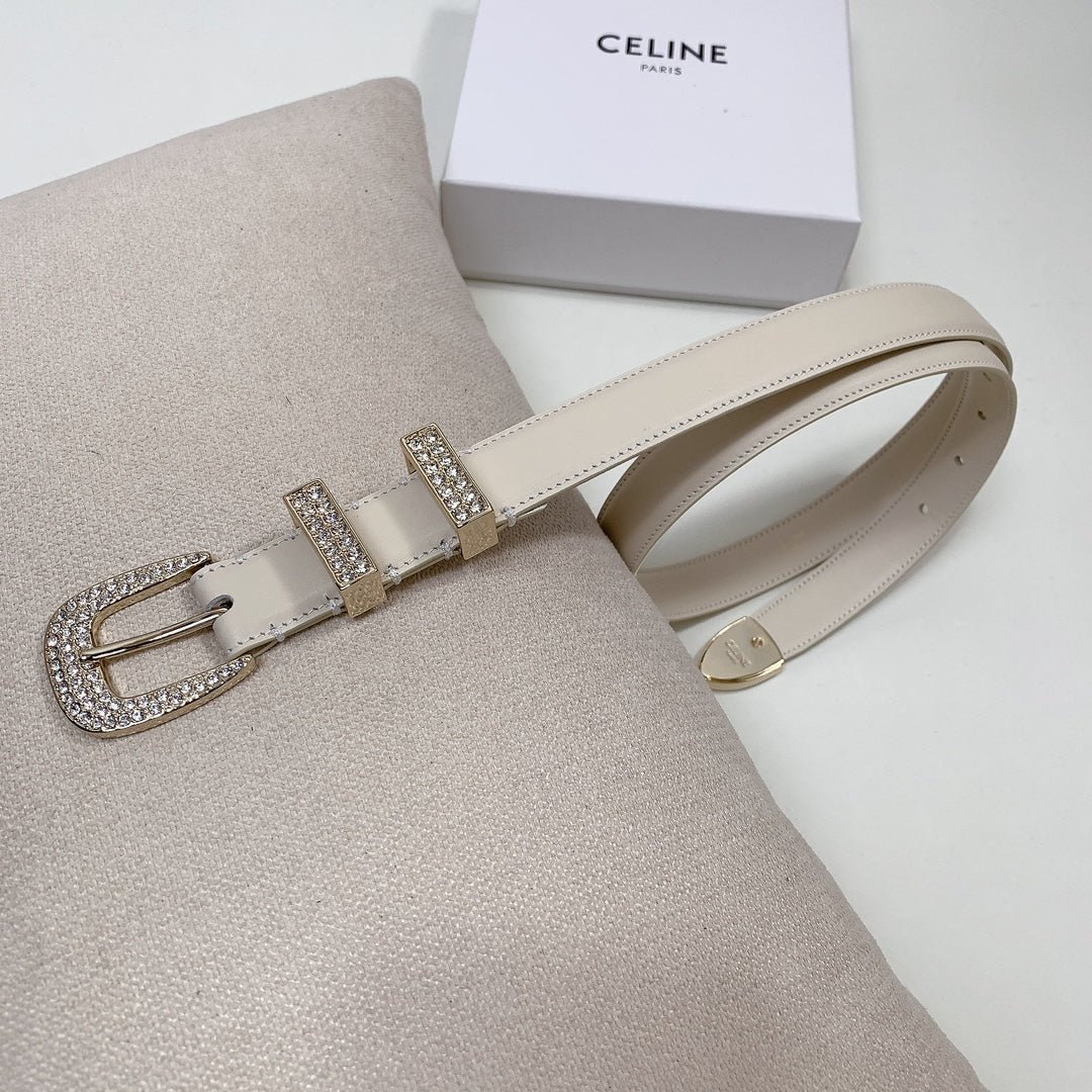 Alternative view of CELINE Pink Crystal Buckle Belt