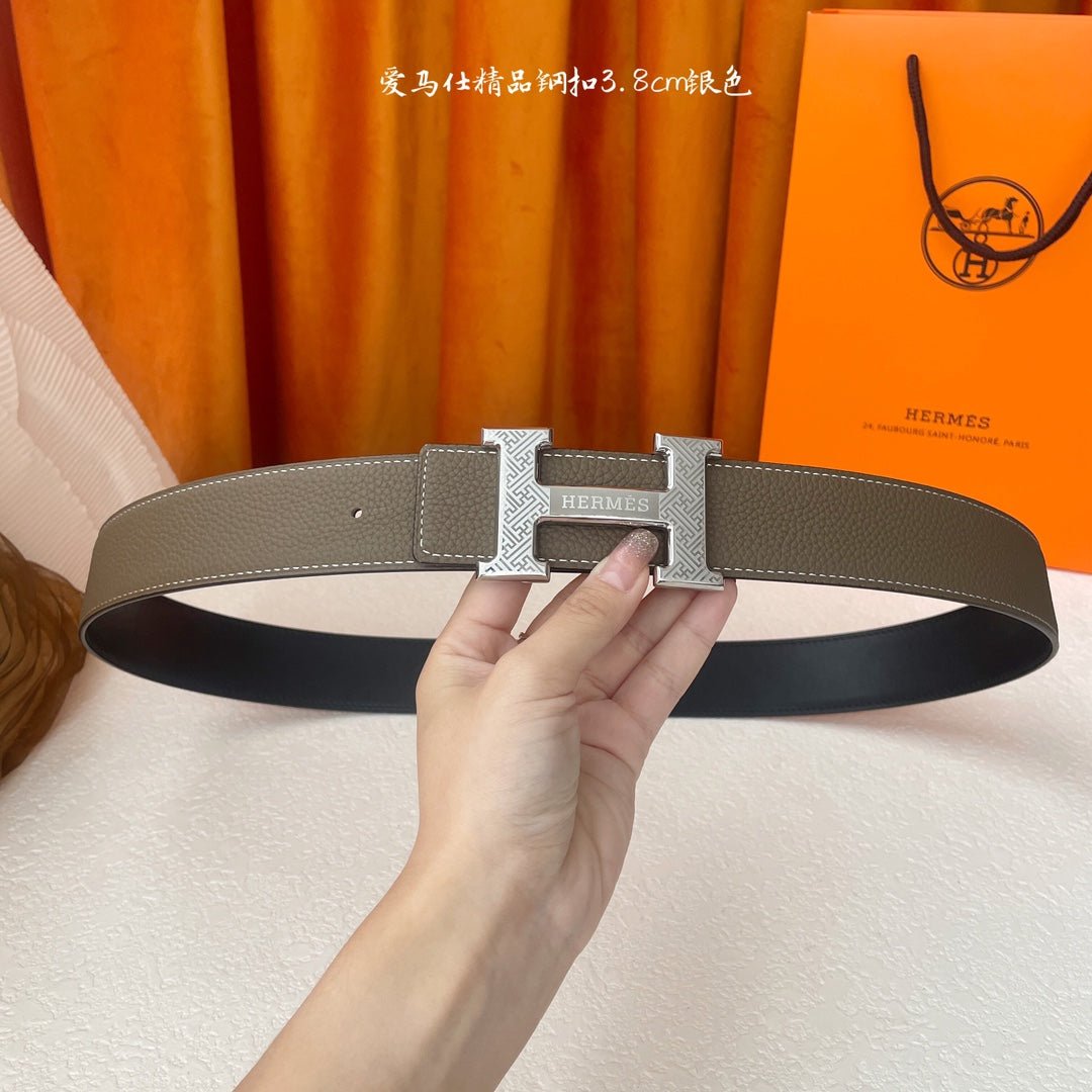 HERMES Elephant Grey H Belt - Image 3