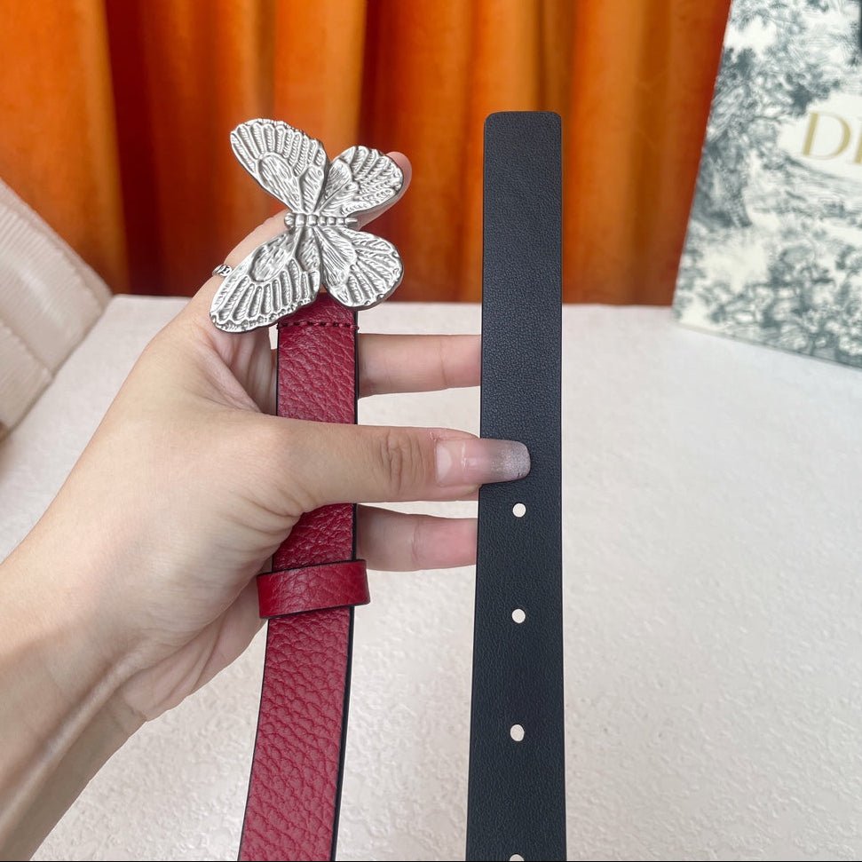 Dior Red Leather Butterfly Belt - Image 3
