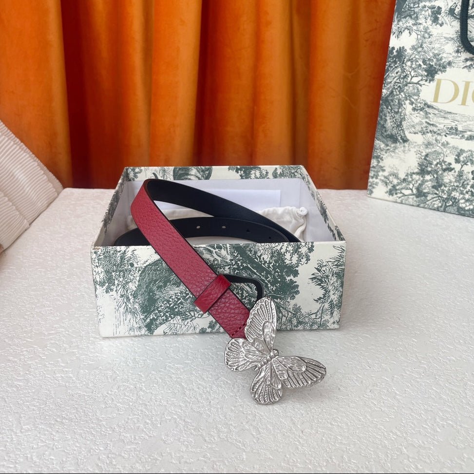 Dior Red Leather Butterfly Belt - Image 4