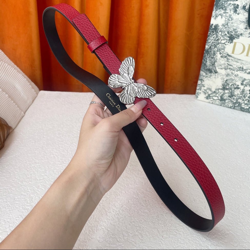 Dior Red Leather Butterfly Belt - Image 5