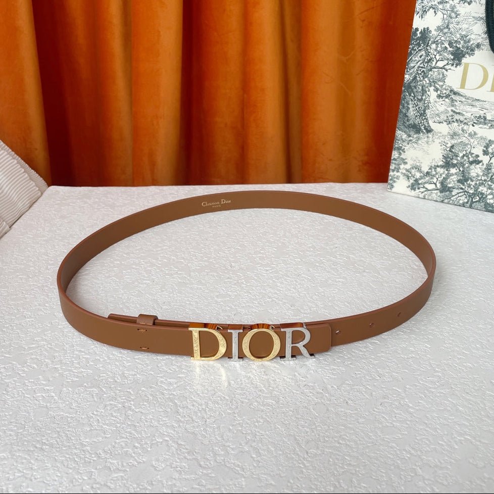 Dior Brown Leather Logo Belt