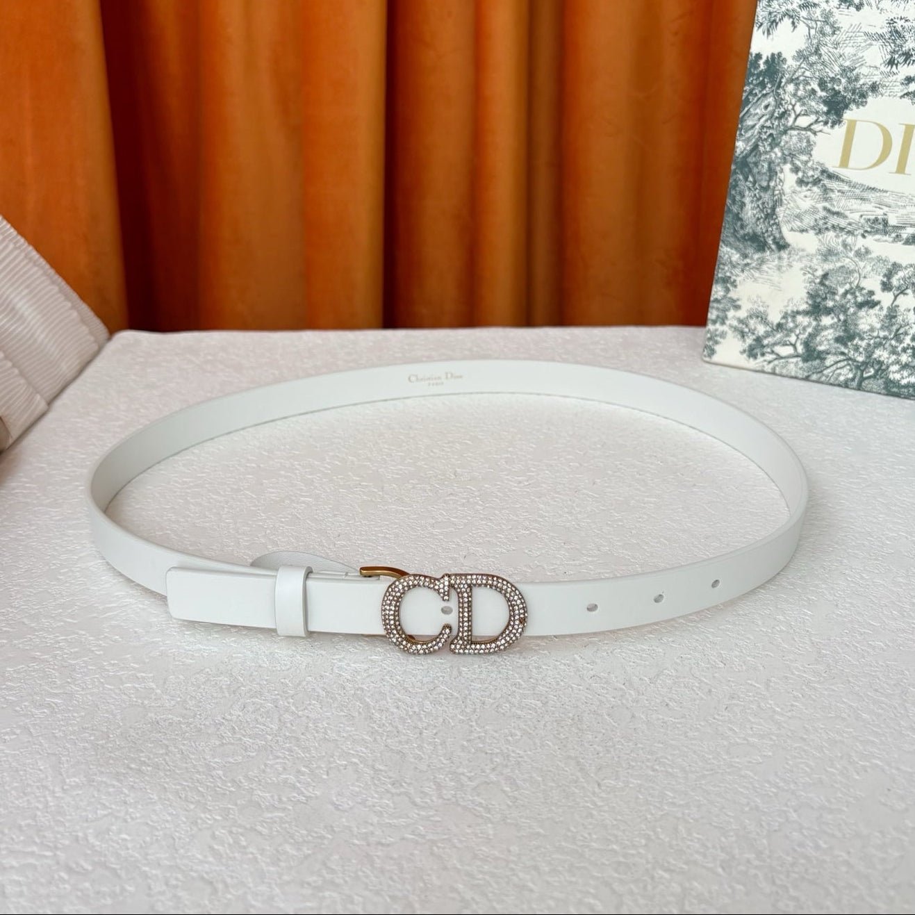 Alternative view of Dior Ivory Leather Crystal CD Belt