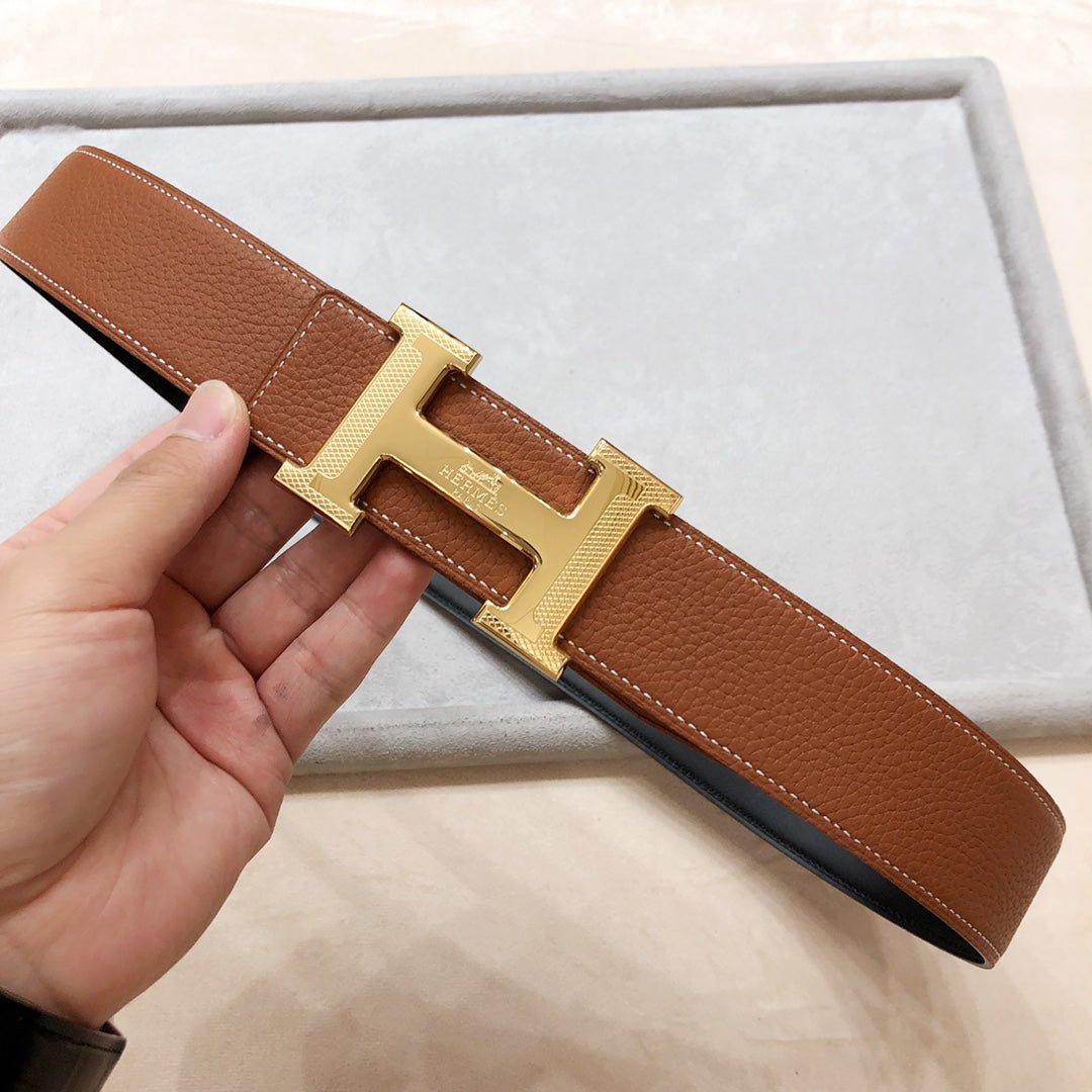Alternative view of HM H D'ANCRE BELT BUCKLE & REVERSIBLE BRONZE BROWN LEATHER STRAP 38 MM GOLD HARDWARE