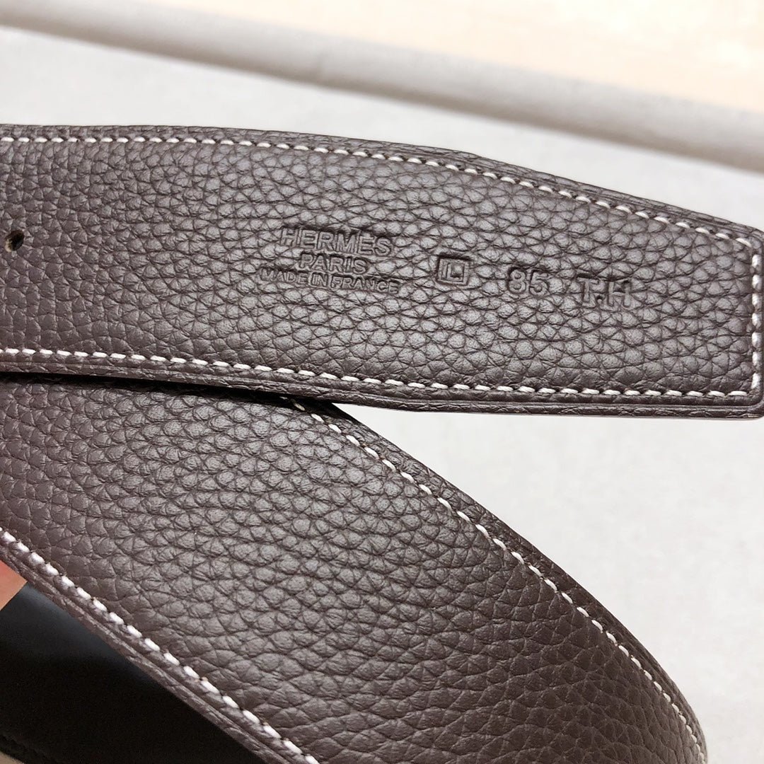 HERMES Textured Gold Buckle Waist Belt - Image 8