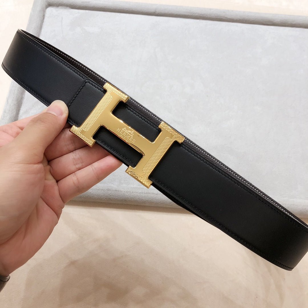 HERMES Textured Gold Buckle Waist Belt - Image 9
