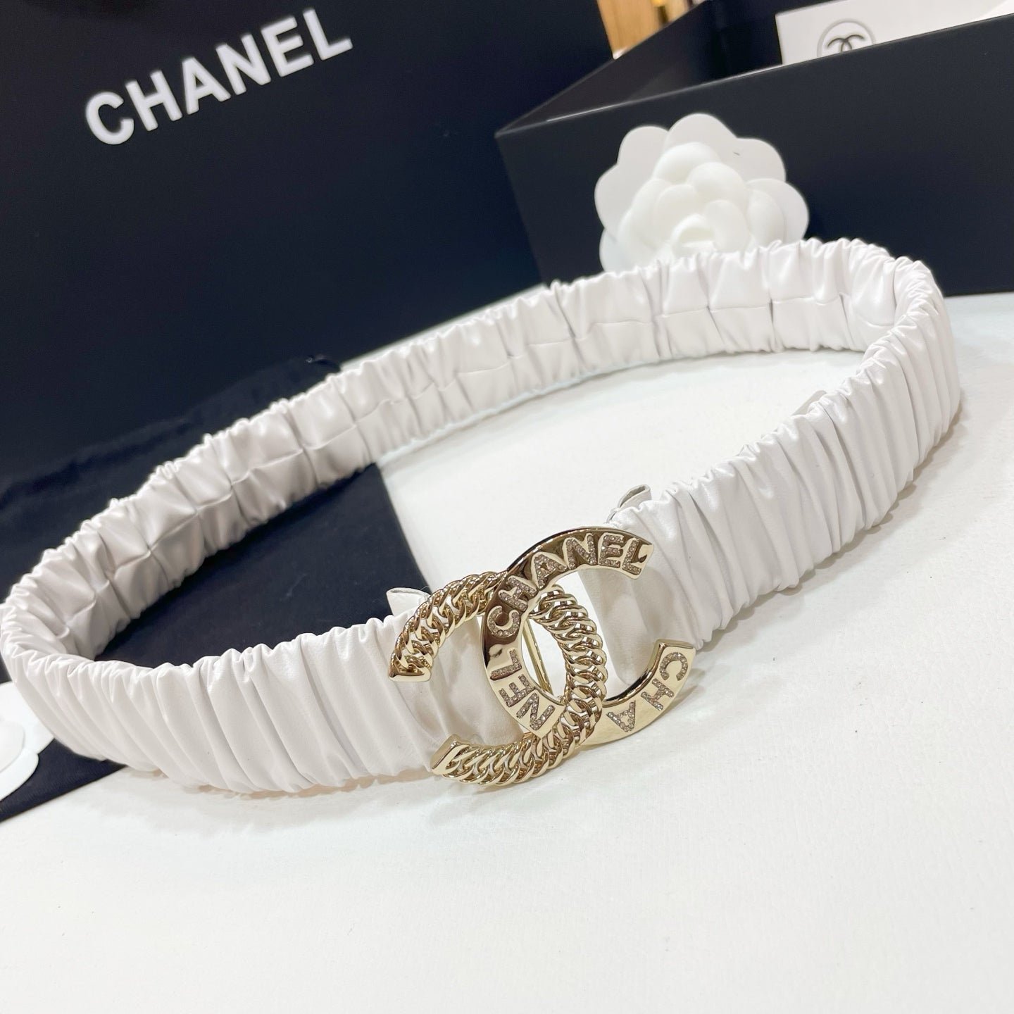 Chanel Ruched Satin Headband