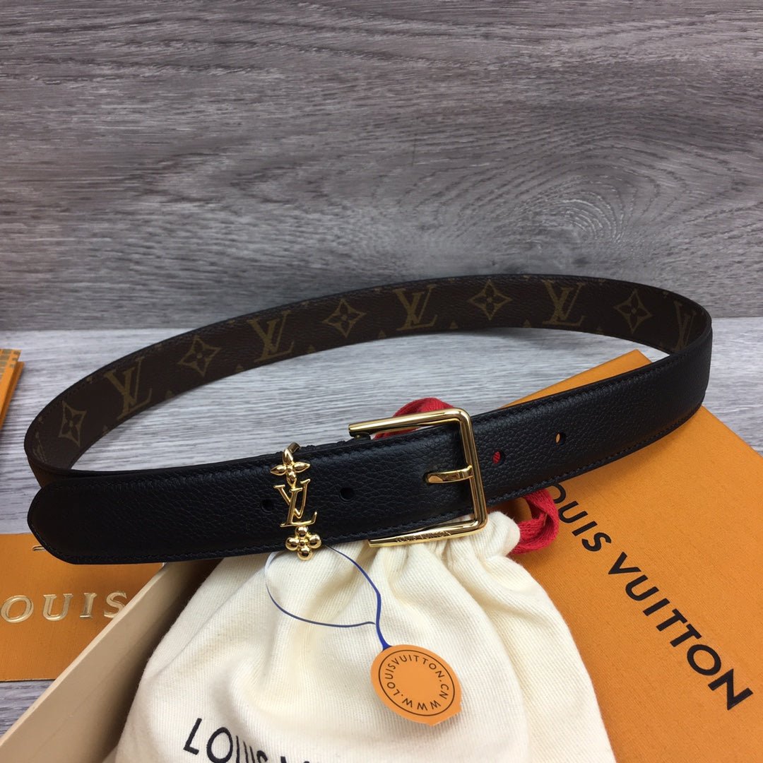 Alternative view of LV BLOOM 30MM BELT BLACK CALFSKIN GOLD HARDWARE