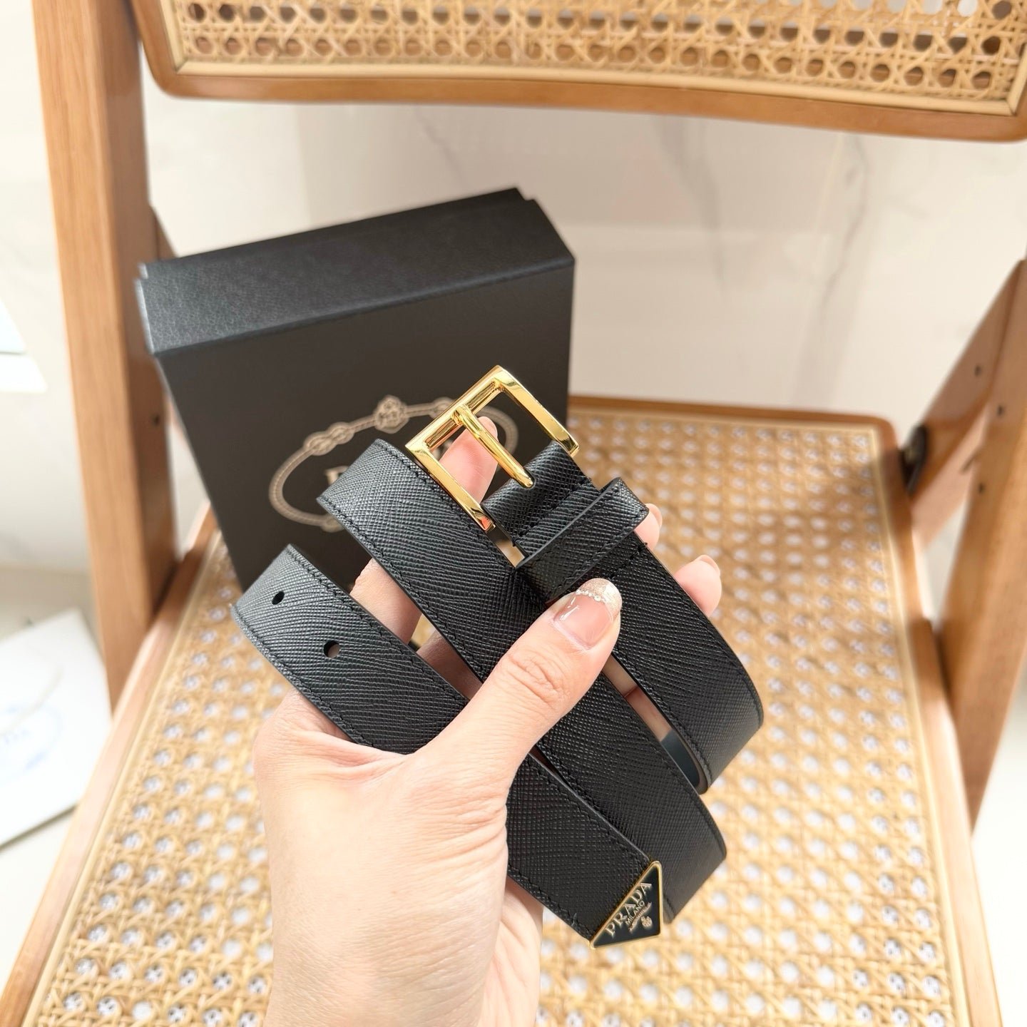 Alternative view of PRADA Black Gold Buckle Belt