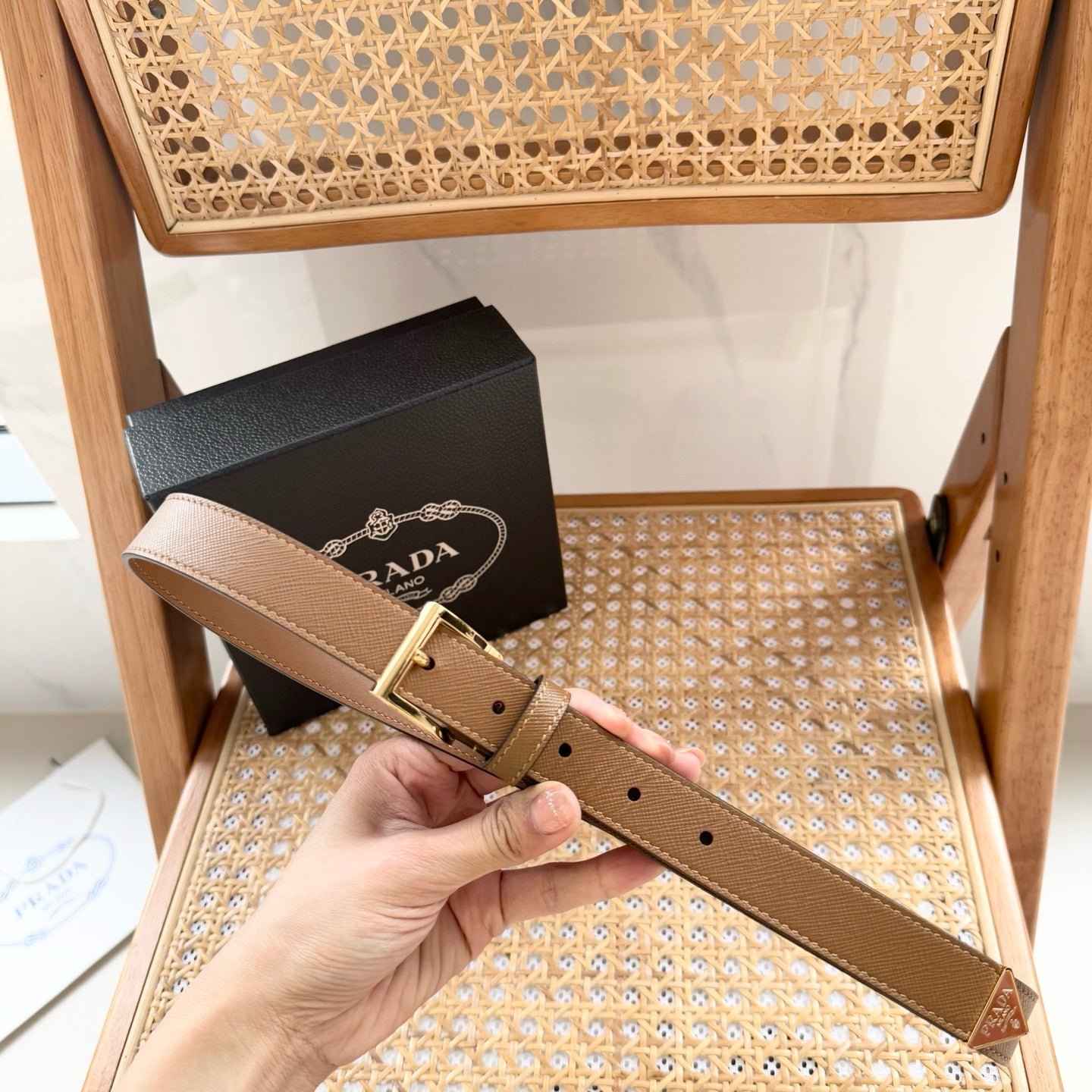 Alternative view of PRADA Beige Gold Buckle Belt
