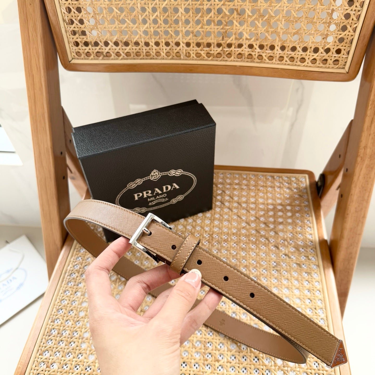 Alternative view of PRADA Brown Silver Buckle Belt