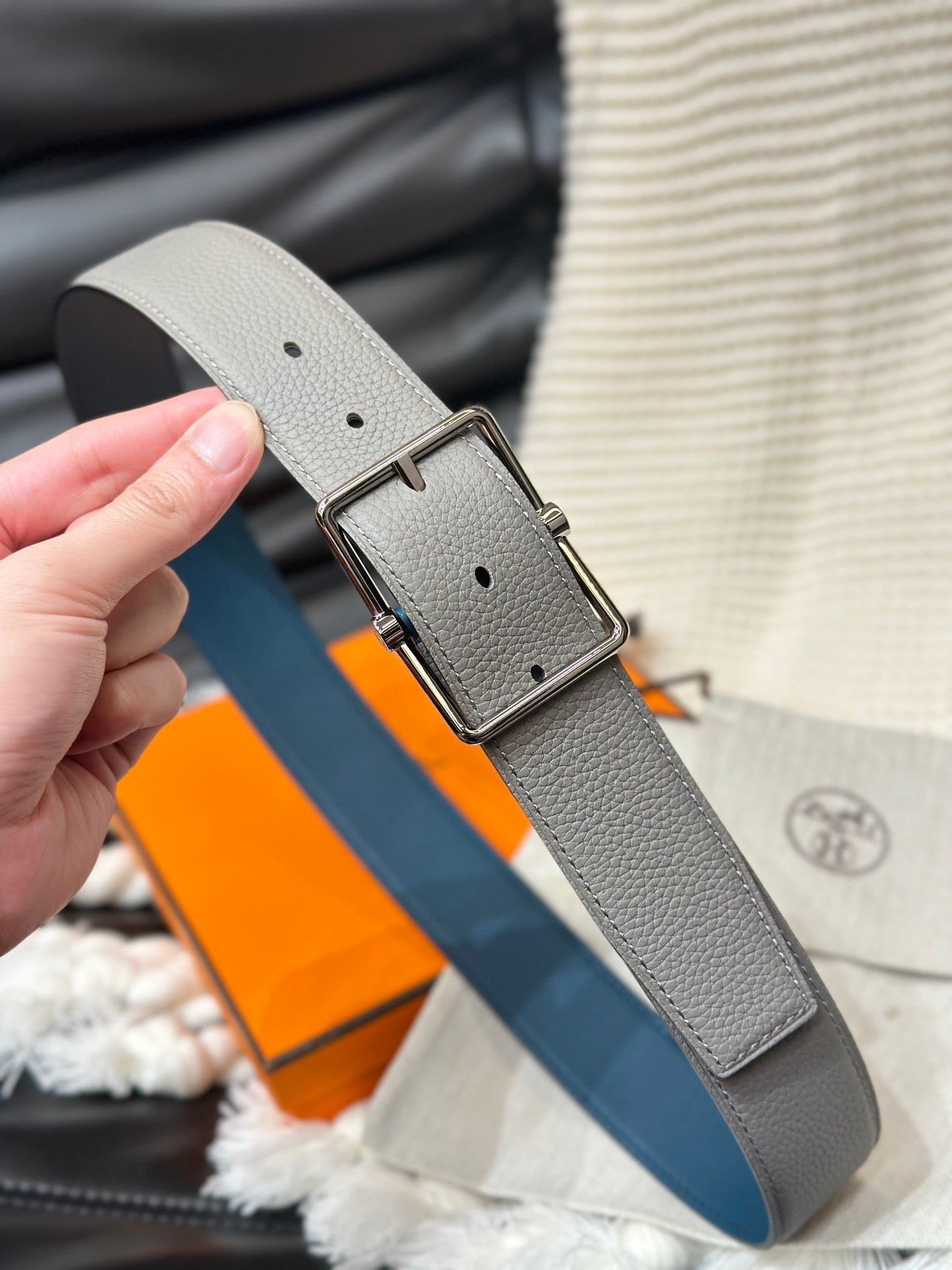 HERMES Grey Reversible Strap - Image 4