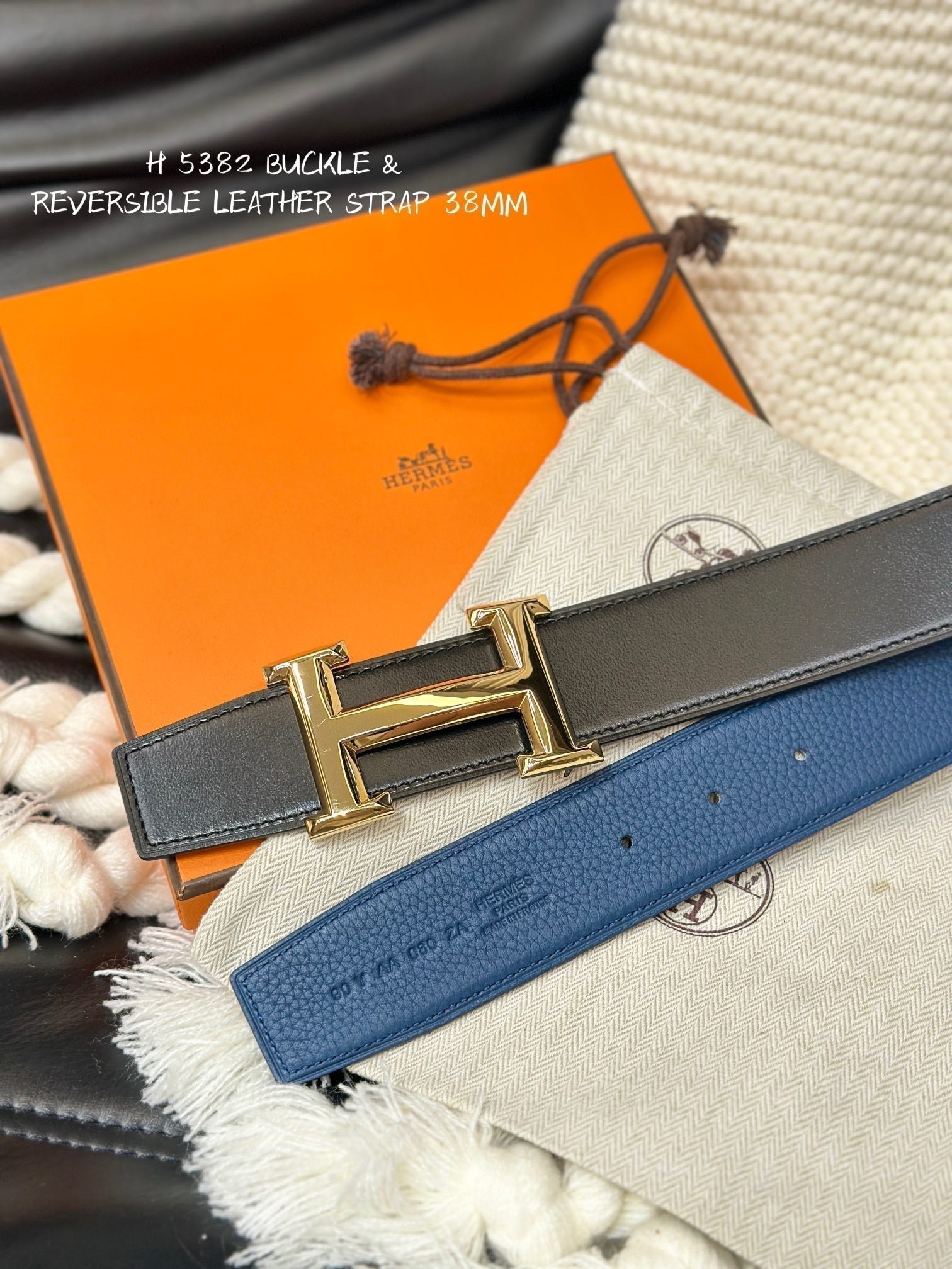 HERMES Blue Gold H Belt - Image 6