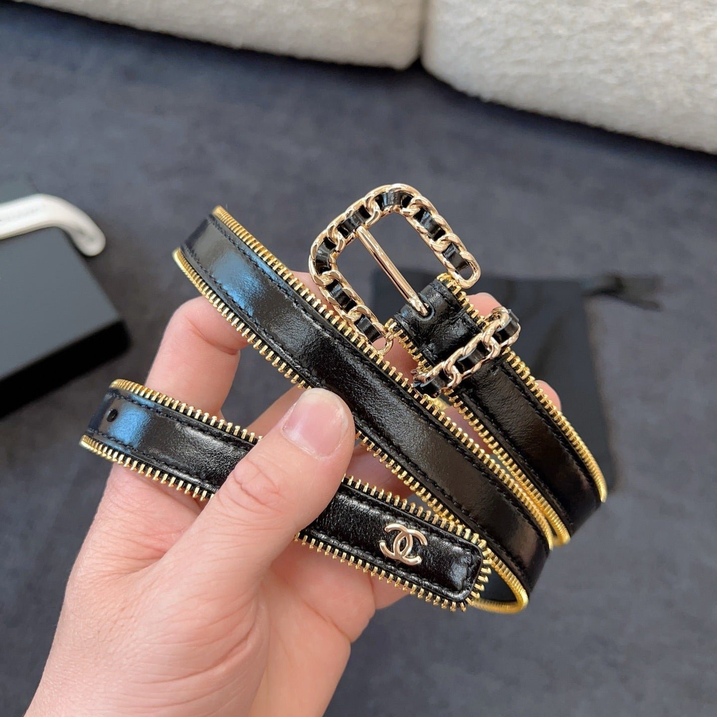 Alternative view of Chanel Patent Gold Trim Belt