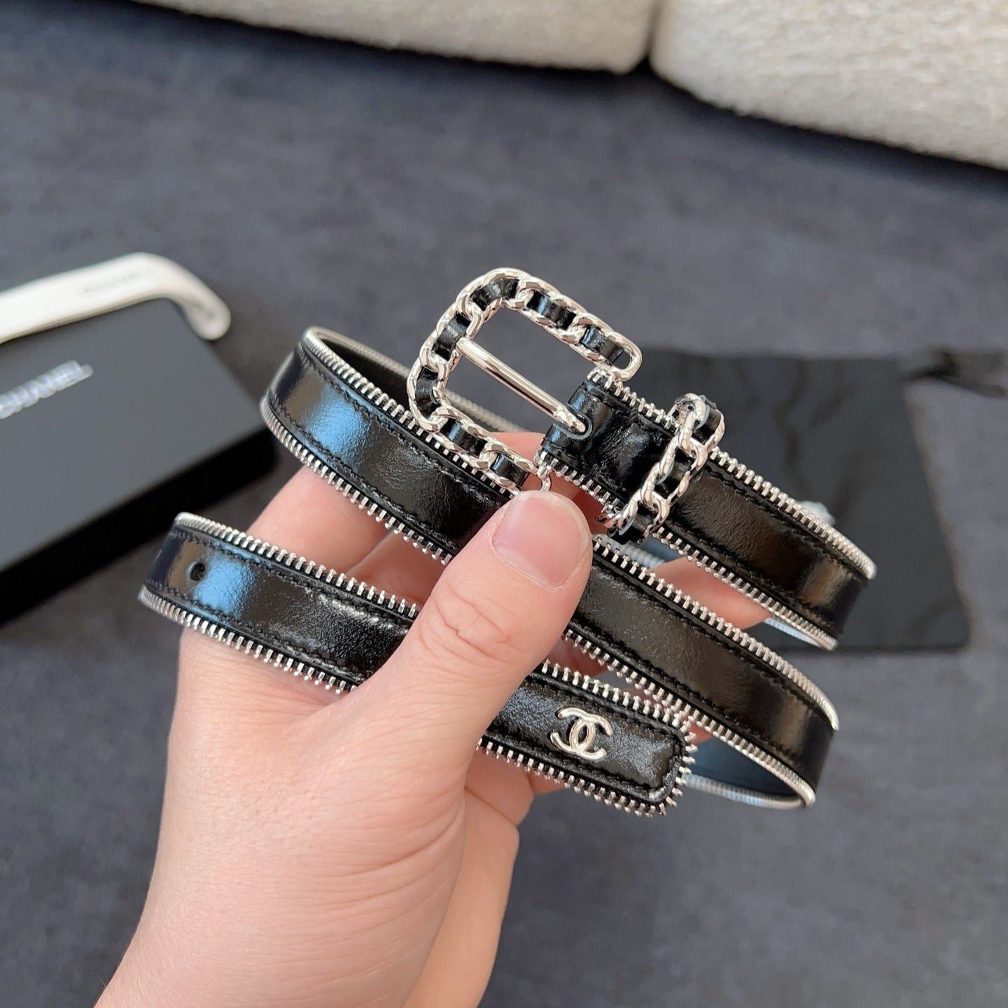 Alternative view of Chanel Patent Silver Trim Belt