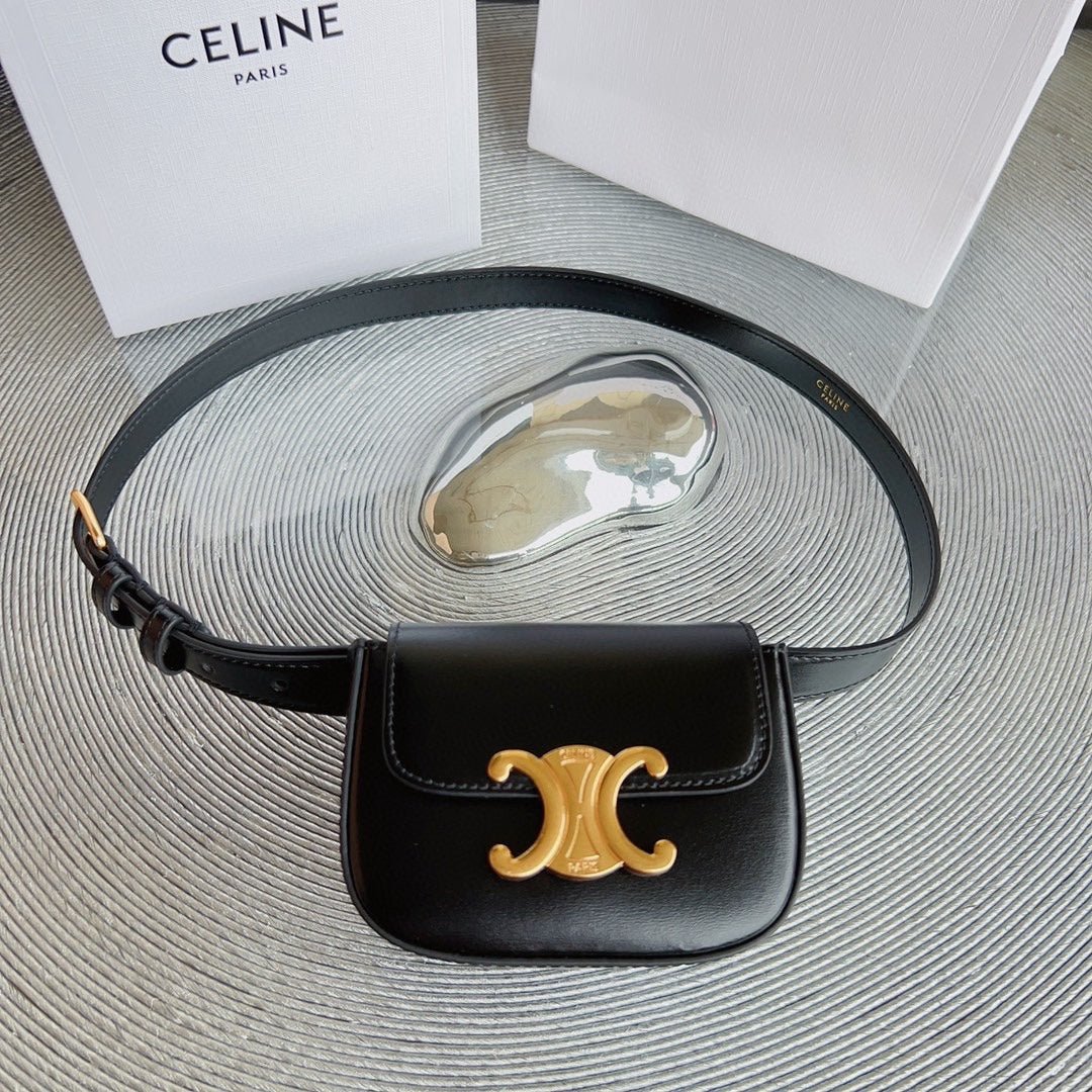 CELINE Black Triomphe Belt Bag