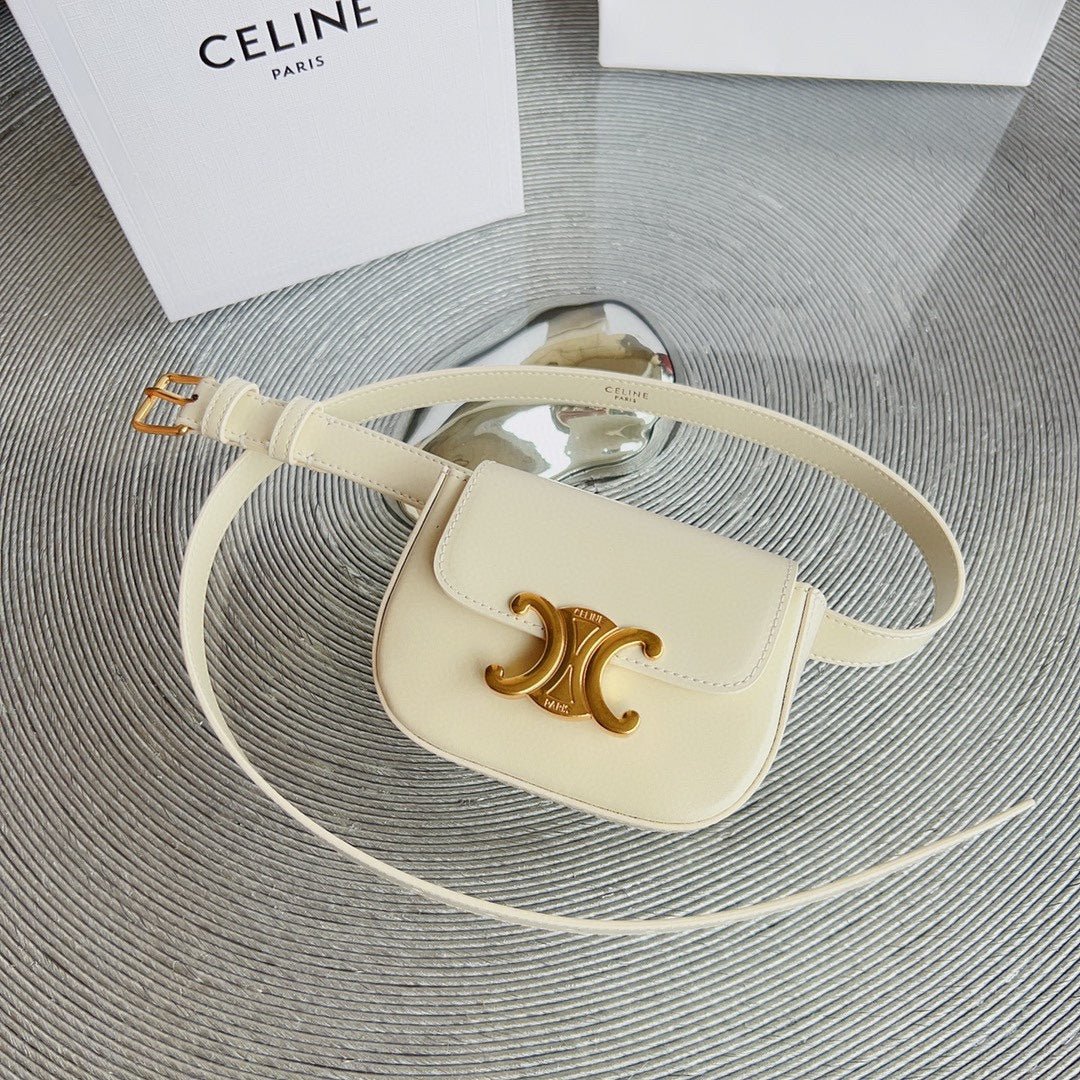 Alternative view of CELINE White Triomphe Belt Bag