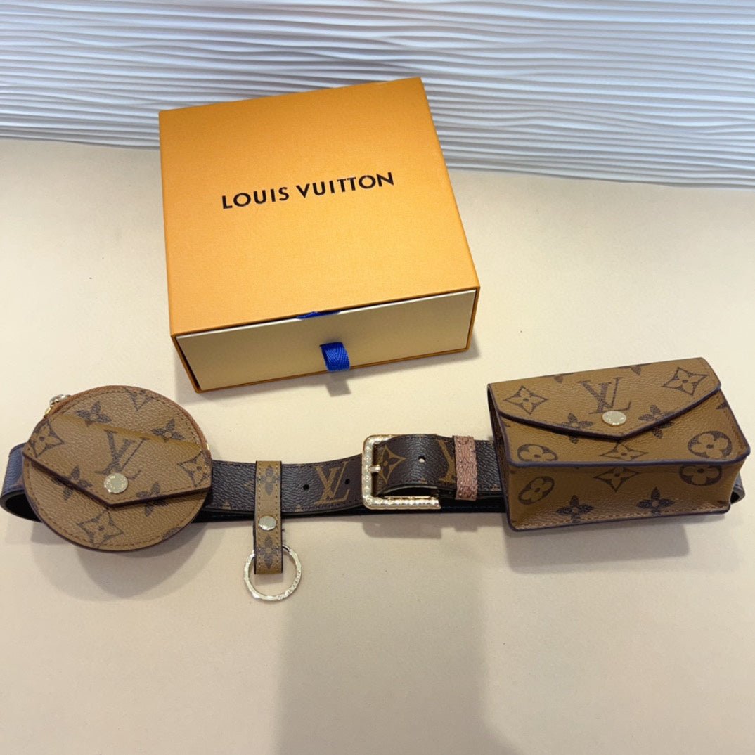 Alternative view of LV MULTI POCKET 30MM BELT IN CAMEL BROWN MONOGRAM CALFSKIN SILVER HARDWARE