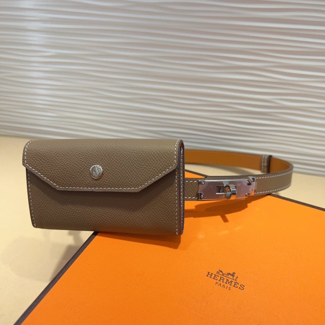 Alternative view of HM KELLY POCKET 18MM BELT CHOCOLATE BROWN LEATHER SILVER HARDWARE
