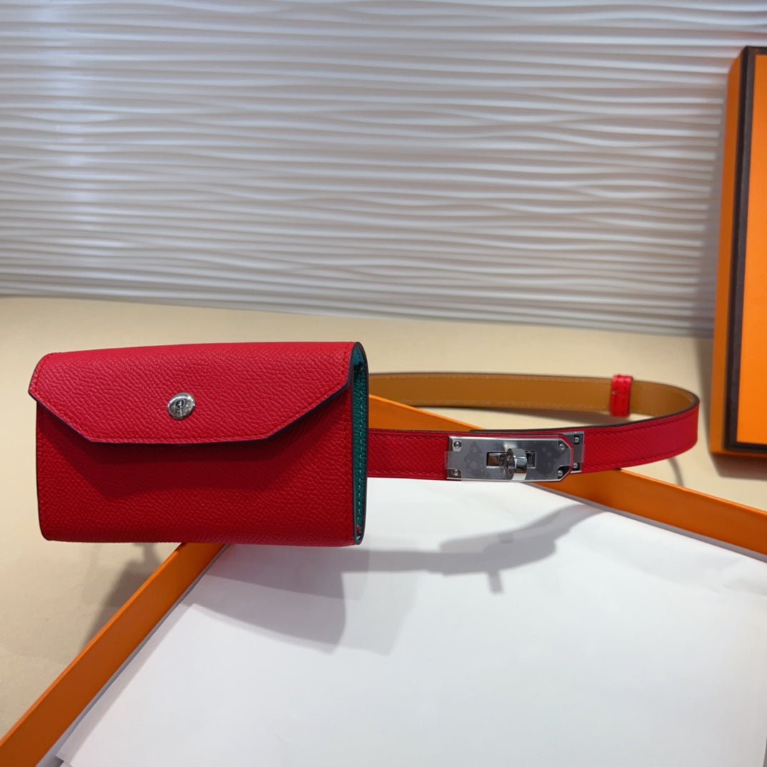 Alternative view of HM KELLY CHERRY RED POCKET 18MM BELT LEATHER SILVER HARDWARE
