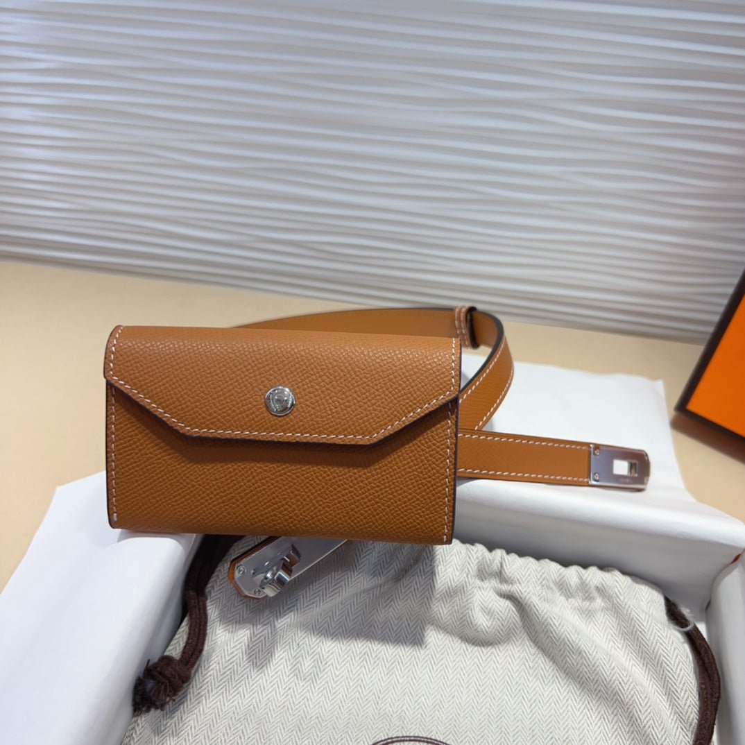 Alternative view of HM KELLY POCKET 18MM BELT CINNAMON BROWN LEATHER SILVER HARDWARE