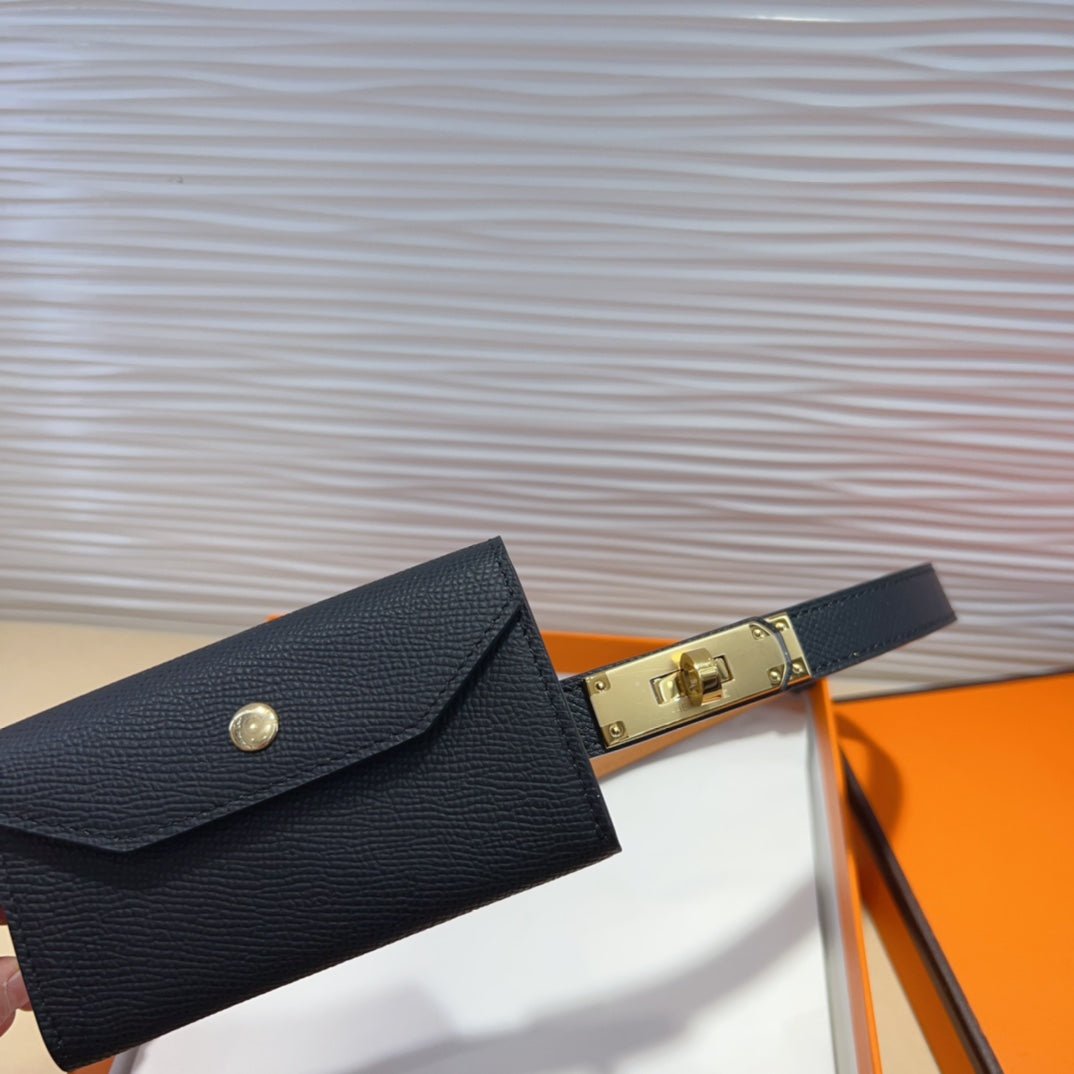 HERMES Black Grain Belt Purse - Image 3